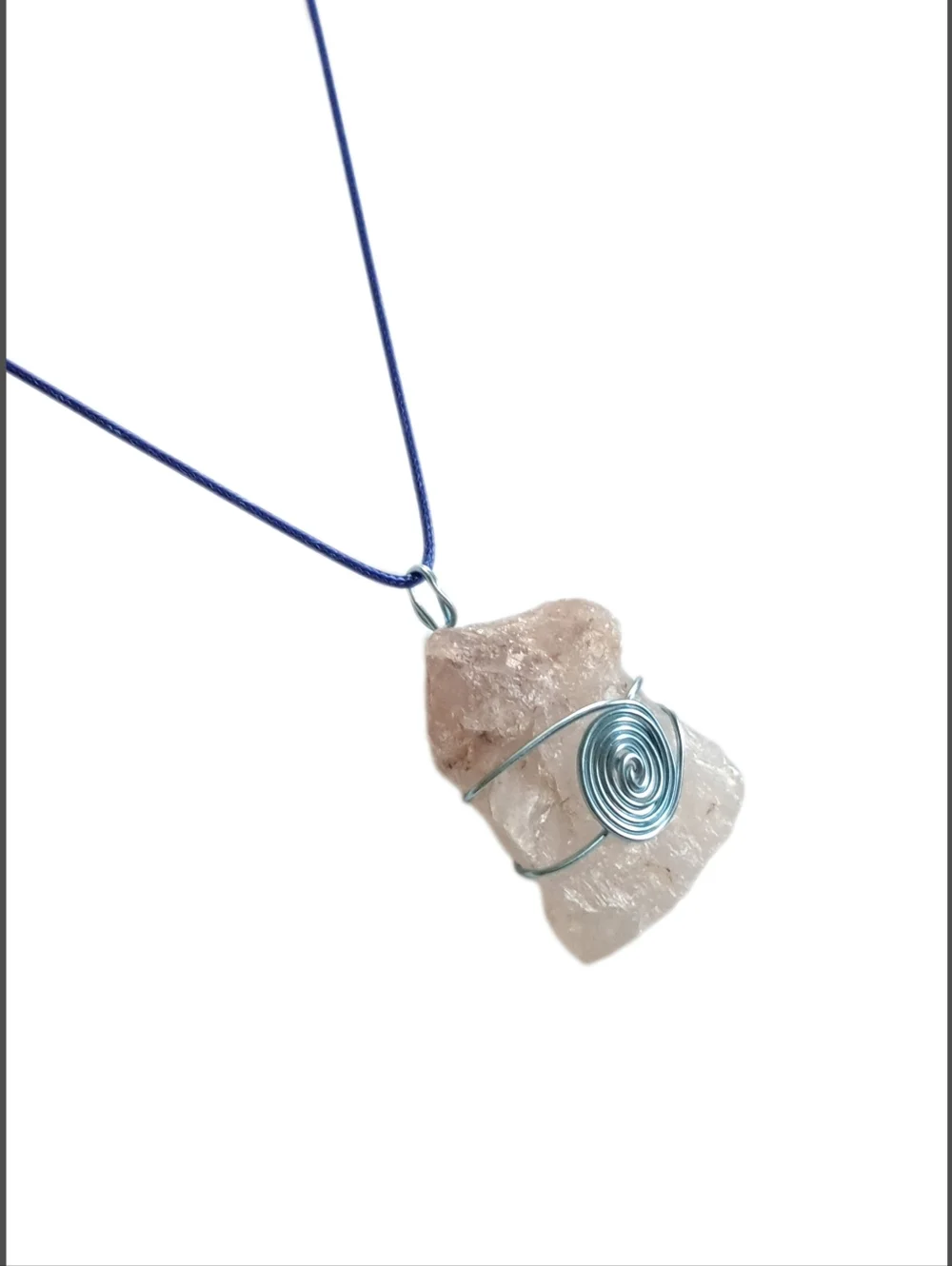 Minimalist Raw Pink Quartz Pendant with Cord Necklace | NWOT